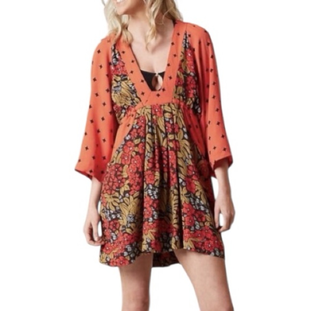 free people boho mini dress | Dresses | Free People Tallula Coral Floral Mixed Print Size Xs weather occasions.